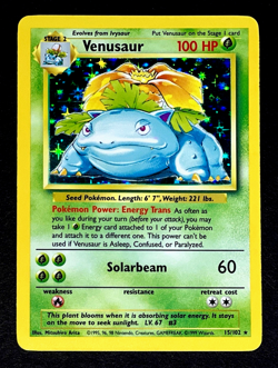 1999 Pokemon VENUSAUR Base Set ADDITIONAL INK ERROR Misprint HOLO Card 15/102 - Image 2