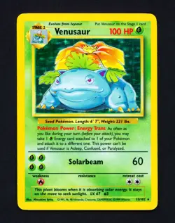 1999 Pokemon VENUSAUR Base Set ADDITIONAL INK ERROR Misprint HOLO Card 15/102 - Image 4