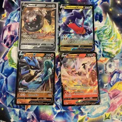 Pokemon Garchomp,steelix,reshiram,lucario V 4 Card Lot - Image 1