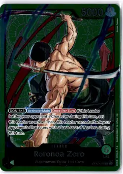 Roronoa Zoro OP12-020 ONE PIECE Tcg Card Game NM GREEN Leader - Image 1