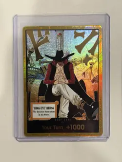 One Piece OP14 Gold DON!! Card Hawk Eye Mihawk The Azure Seas Seven - Image 1