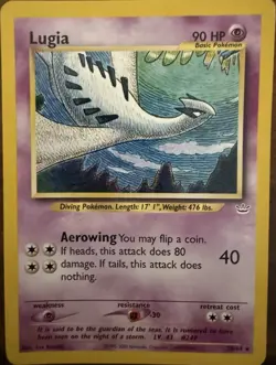 Pokemon Lugia Neo Genesis 20/64 Rare Regular 90 HP Unlimited English TCG Card - Image 1