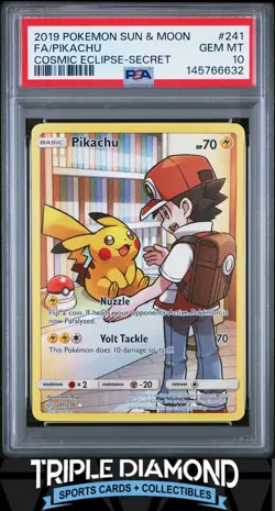 2019 Pokemon Sun & Moon Cosmic Eclipse #241/236 Pikachu FA Secret PSA 10 FDP85 - Image 1