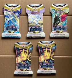 Lot 5 new sealed Pokemon Sword & Shield Silver Tempest sleeved booster packs - Image 1