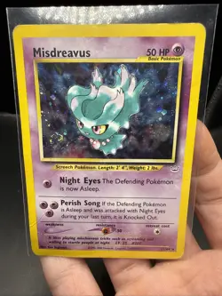 Pokemon Misdreavus 11/64 Unlimited Holo Rare Neo Revelation *SWIRL* DAMAGED - Image 1