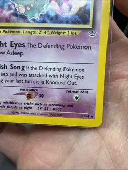 Pokemon Misdreavus 11/64 Unlimited Holo Rare Neo Revelation *SWIRL* DAMAGED - Image 5