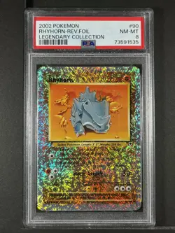 Rhyhorn Reverse Foil #90 2002 Pokemon Legendary Collection PSA 8 250001 - Image 1