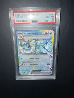 2025 Pokemon Prismatic Evolutions Vaporeon 023/131 Double rare PSA 10 - Image 1