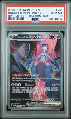 2025 POKEMON DRI EN-DESTINED RIVALS #231 TEAM ROCKET'S MEWTWO EX PSA 10 - Image 1