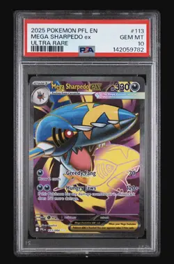 Pokemon Mega Sharpedo EX 113/094 Me02: Phantasmal Flames Holo GEM MINT PSA 10 - Image 1