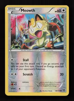 Meowth 88/114 Common Steam Siege Pokemon Reverse Holo Near Mint - Image 1