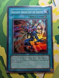 Yugioh Card Dedication Through Light and Darkness IOC-095 Super 1st Edition VLP - Image 1