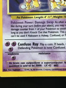 Pokemon TCG Alakazam Base Set Holo Card 001/102 WOTC - Image 3