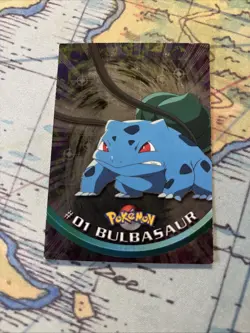 Topps Series 1 Holo Bulbasaur 01 Near Mint -Holo Pokemon Card- Black Logo (6s) - Image 1