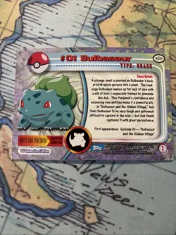 Topps Series 1 Holo Bulbasaur 01 Near Mint -Holo Pokemon Card- Black Logo (6s) - Image 2
