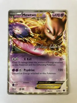 Pokemon Mewtwo EX Foil Autographed Card Lot XY World Championships 54/99 XY183 - Image 1