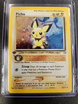 Pichu - 12/111 - Pokemon Neo Genesis 1st Edition Holo Rare Card WOTC LP - Image 1