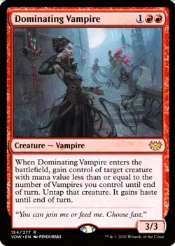 X 1 Dominating Vampire NM Innistrad Crimson Vow 154 MTG Magic The Gathering - Image 1