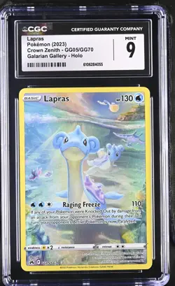 Lapras GG05/GG70 Galarian Gallery Holo Crown Zenith Pokemon CGC 9 Mint - Image 1