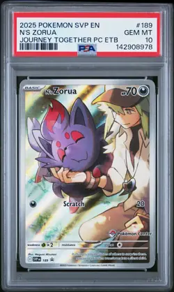 2025 POKEMON SVP EN-SV BLACK STAR PROMO #189 N'S ZORUA PSA 10 - Image 1