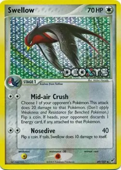 Lightly Played Swellow - 49/107 - Uncommon - Reverse Holo Pokemon Deoxys - Image 1