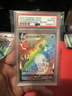 PSA 10 GEM MINT Pokemon Champion Path Secret Rare Rainbow Charizard VMAX 074/073 - Image 1
