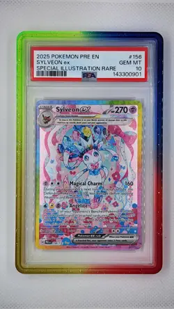 Pokemon Sylveon EX 156 Prismatic Evolutions PSA 10 With Graded Guard AURA - Image 1