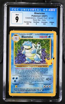 BLASTOISE POKEMON 2021 CELEBRATIONS CLASSIC COLLECTION 2/102 BASE SET HOLO CGC 9 - Image 1