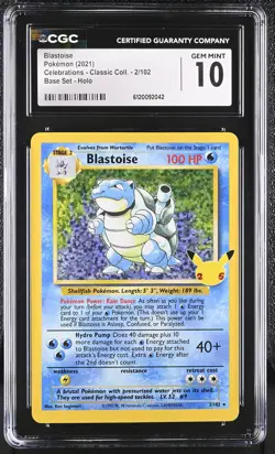BLASTOISE Celebrations Base Set Holo #2 CGC 10 Pokemon - Image 1