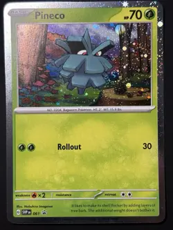 DOUBLE SWIRL Pokemon TCG Pineco Black Star Promo SVP 061 Cosmos Holo Promo NM - Image 3