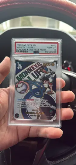 Namco One Piece CCG Monkey D. Luffy Leader Foil Dodgers Night EB02-010 PSA 10 - Image 1