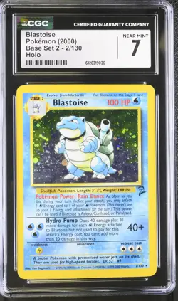 CGC 7 Blastoise 2000 Base Set 2 2/130 Holo Pokemon Card - Image 1