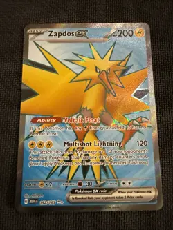 Pokemon TCG Zapdos EX Full Art Ultra Rare Holo Card 192/165 Scarlet & Violet 151 - Image 1
