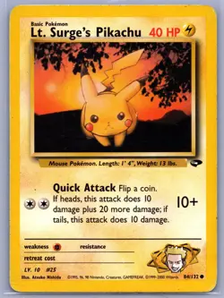 Lt. Surge's Pikachu Common Gym Challenge 084/132 HP - Pokemon TCG - Image 1