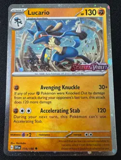Lucario 114/198 - Pokemon STAMPED Scarlet Violet - Double Rare Cosmos Holo Promo - Image 1