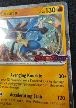 Lucario 114/198 - Pokemon STAMPED Scarlet Violet - Double Rare Cosmos Holo Promo - Image 2