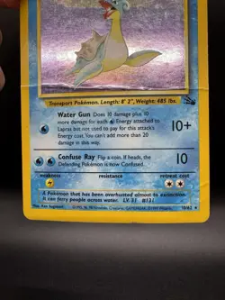 Pokemon TCG Lapras Fossil Holo Unlimited Rare Card 10/62 Vintage - Damaged - Image 4