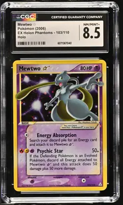 CGC 8.5 Mewtwo Gold Star 2006 EX Holon Phantoms 103/110 Holo Pokemon Card - Image 1