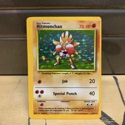 pokemon hitmonchan 7/102 holo ERROR MISCUT Vintage Card Off Centered Holo Rare V - Image 1