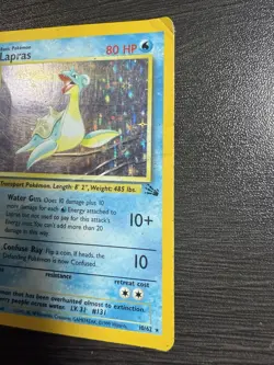 Pokemon TCG Lapras Fossil 10/62 Holo Unlimited Holo Rare - HEAVY PLAYED DAMAGED - Image 2