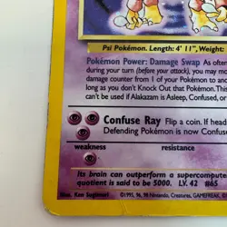 Alakazam 1/130 Holo Base Set 2 Pokemon TCG LP English Damaged/Creased Bad Cond - Image 4