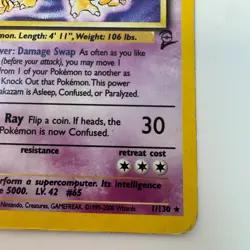 Alakazam 1/130 Holo Base Set 2 Pokemon TCG LP English Damaged/Creased Bad Cond - Image 5