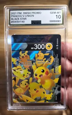 2021 Pokemon SWSH Black Star Promo Pikachu V-Union Celebrations #140 AGS 10 - Image 1