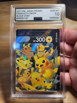 2021 Pokemon SWSH Black Star Promo Pikachu V-Union Celebrations #140 AGS 10 - Image 5