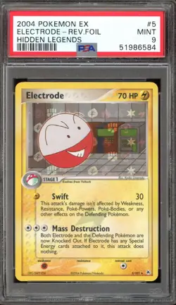 Pokemon Electrode EX Hidden Legends Reverse Holo Rare #5 PSA 9 Mint - Image 1