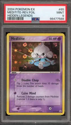 Pokemon Meditite EX Hidden Legends Reverse Holo #65 PSA 9 Mint - Image 1