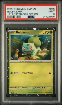 2023 POKEMON SVP EN-SV BLACK STAR PROMO 151 POSTER COLL #046 BULBASAUR PSA 9 - Image 1