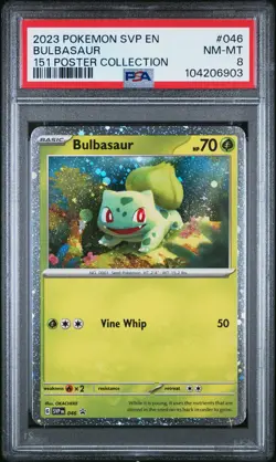 2023 POKEMON SVP EN-SV BLACK STAR PROMO 151 POSTER COLL #046 BULBASAUR PSA 8 - Image 1