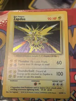 Pokemon Tcg Zapdos 16/102 Base Set Holo (Played) - Image 2