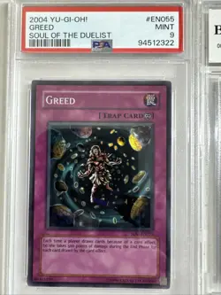2004 YU-GI-OH! GREED SOD #EN055 PSA 9 Pop.5 and 2002 Pot Of Greed BCCG 10 - Image 2